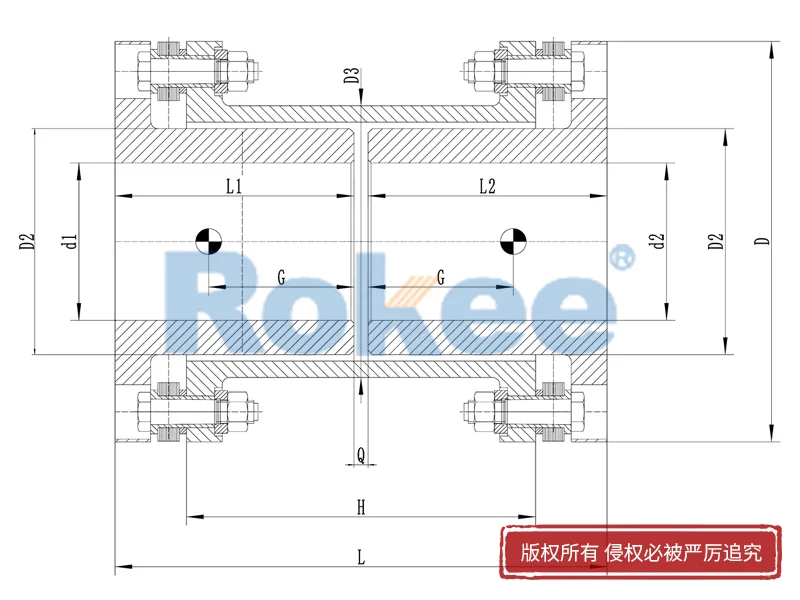 膜片聯(lián)軸器,RLARD雙軸套反裝金屬膜片聯(lián)軸器