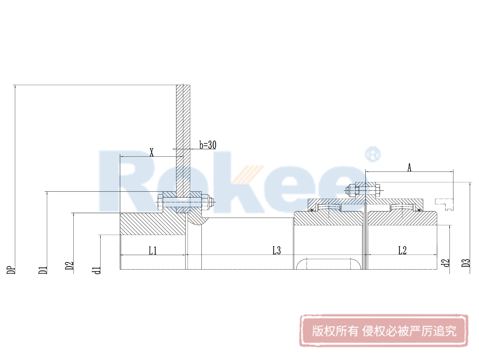 RODF帶分體制動盤型鼓形齒式聯(lián)軸器