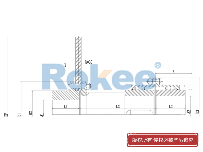 RODF帶分體制動盤型鼓形齒式聯(lián)軸器,鼓形齒式聯(lián)軸器立式應(yīng)用,Rokee