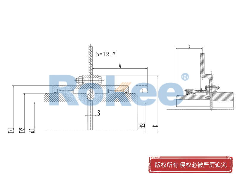 RODP制動(dòng)盤型鼓形齒式聯(lián)軸器