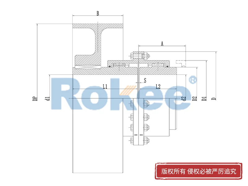 RODU制動輪型鼓形齒式聯(lián)軸器,鼓形齒式聯(lián)軸器立式應(yīng)用,Rokee