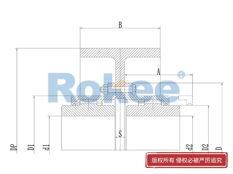 RODW制動輪型鼓形齒式聯(lián)軸器,鼓形齒式聯(lián)軸器立式應(yīng)用,Rokee