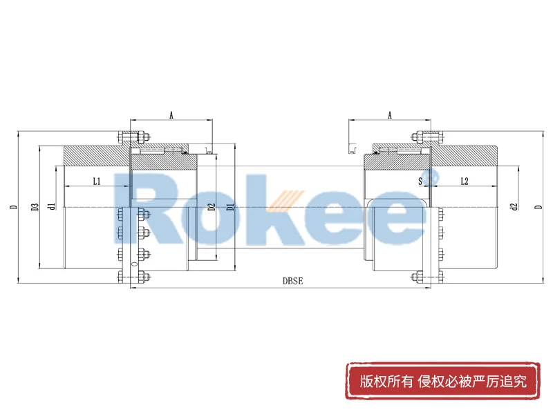 RODX鼓形齒聯(lián)軸器,RODX中間接軸型鼓形齒式聯(lián)軸器